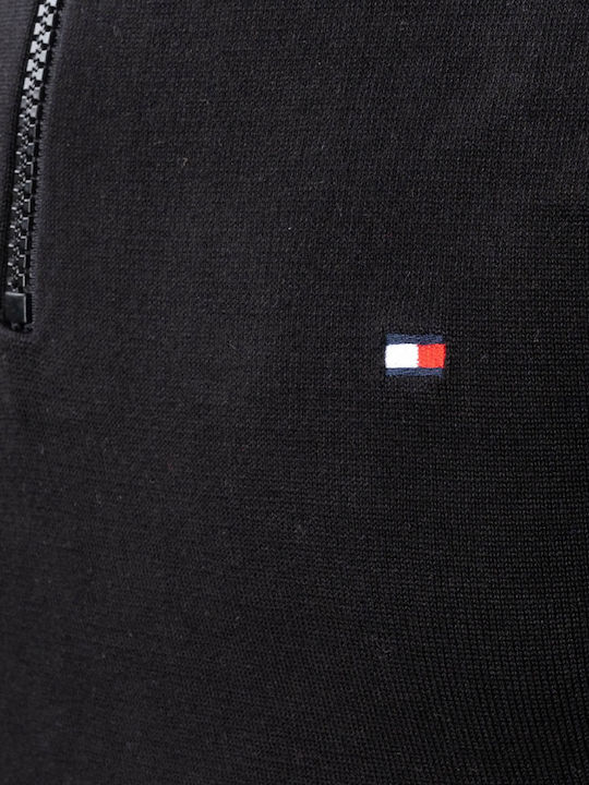 Tommy Hilfiger Herren Langarm-Pullover Ausschnitt mit Reißverschluss Schwarz