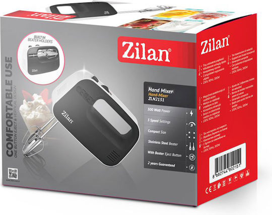 Zilan Μίξερ με Inox Κάδο Μαύρο 300W