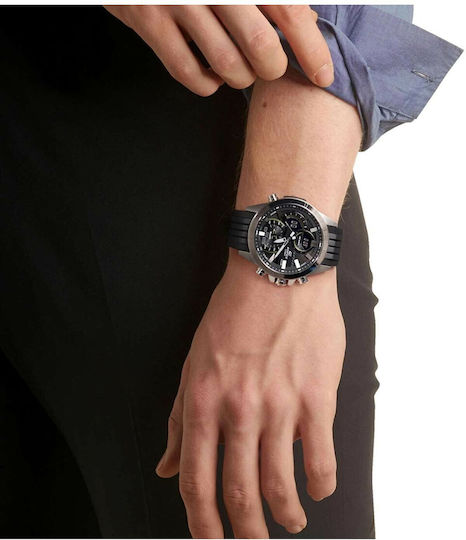 Casio ECB-30P-1AEF Stainless Steel 52mm Αδιάβροχο Smartwatch (Ασημί)