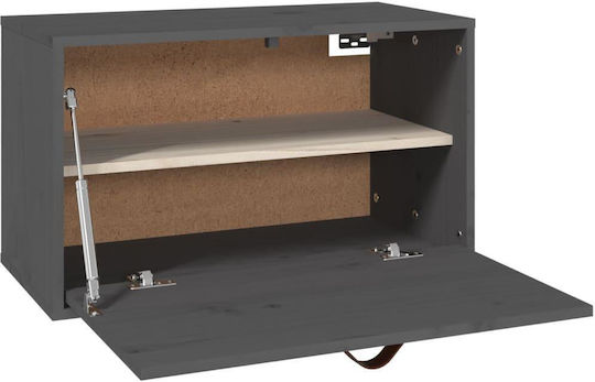 Dulap Suspendat pentru Sufragerie din Lemn Masiv Gri 60x30x35 cm