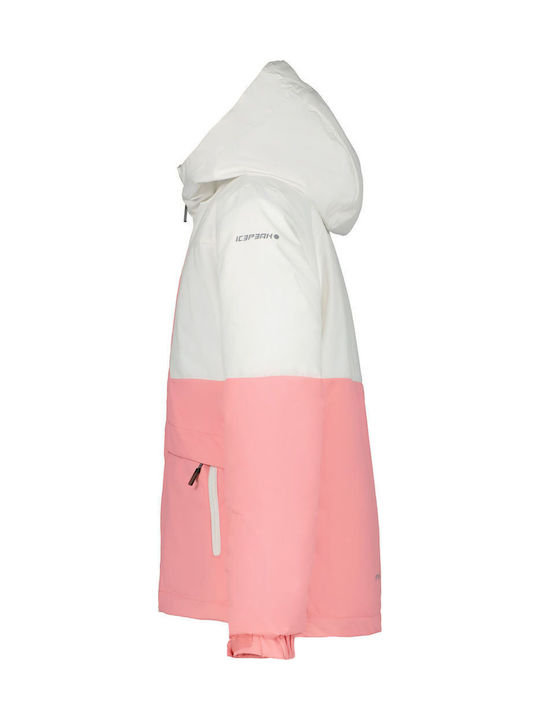 Waterproof Kids' Sports Jacket Short with Lining & Hood Pink Lubec