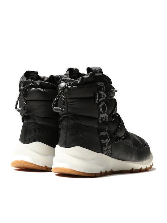 Synthetic Leather Snow Boots with Laces & Fur Thermoball Black
