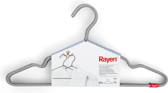 Rayen Κρεμάστρα Ρούχων σε Ασημί Χρώμα 6τμχ