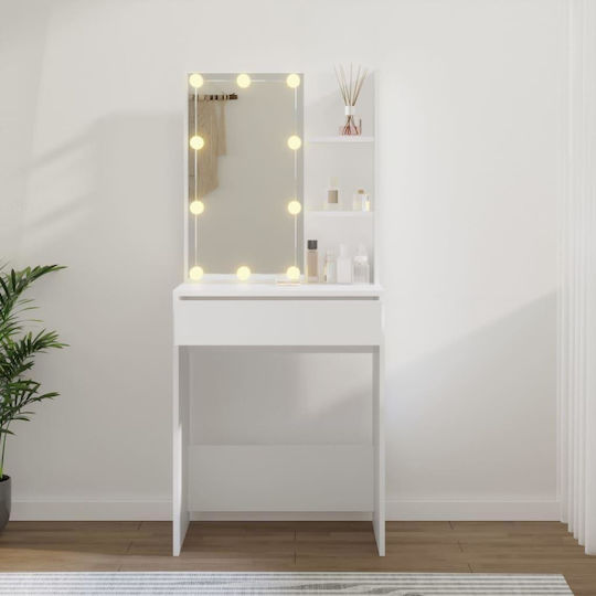 Bodenstehende Schminktisch Schlafzimmer Holz Weiß mit Spiegel 60x40x140cm