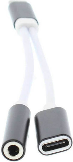 Well Μετατροπέας USB-C male σε 3.5mm / USB-C female Λευκό 1τμχ USBC-02BK-WL