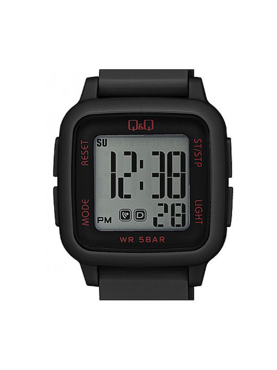 Q&Q Digital Uhr Chronograph Batterie mit Schwarz Kautschukarmband