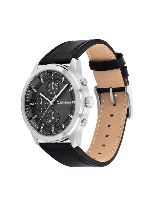 Calvin Klein Watch Battery with Black Leather Strap