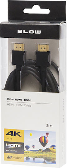 Blow HDMI 2.0 Premium High Speed 4K 60Hz HDR Cable HDMI male - HDMI male 3m Μαύρο