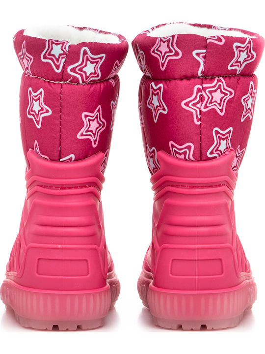 Cizme de cauciuc pentru copii cu captuseala interna Fuchsia