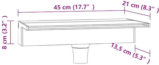 vidaXL Pool Waterfall with LED Lighting 8x45x21cm Silver