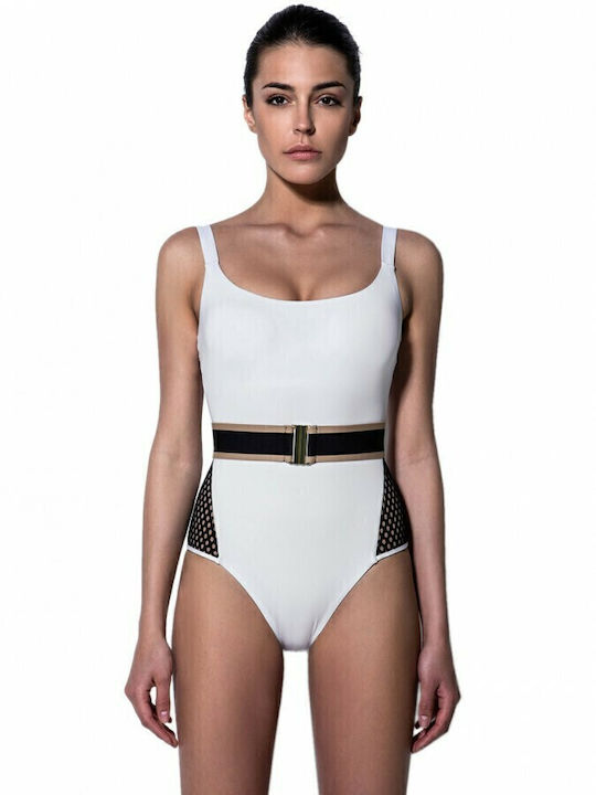 One Piece Swimsuit with Removable Padding White