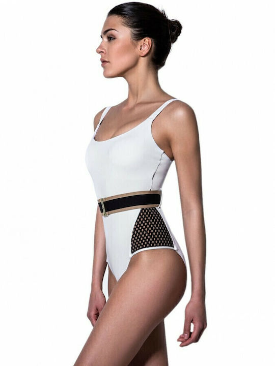 One Piece Swimsuit with Removable Padding White
