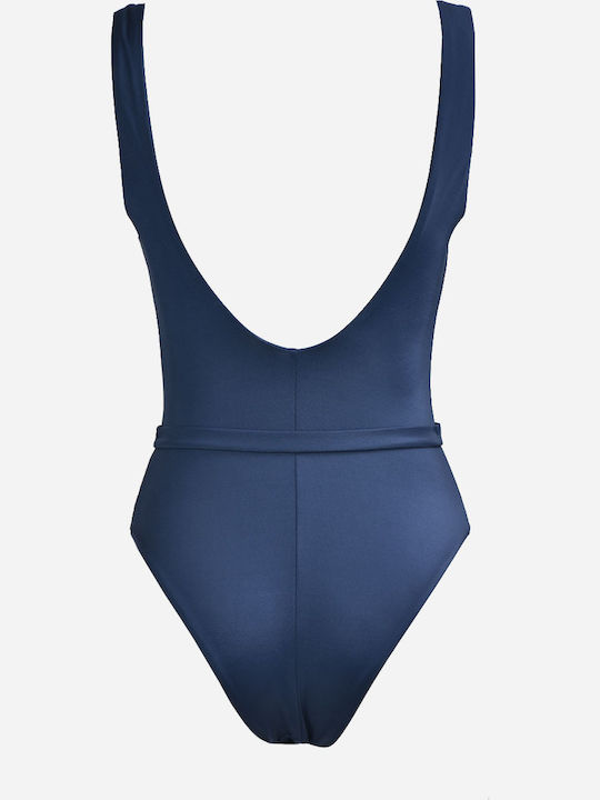 One Piece Swimsuit With Removable Padding For Large Bust Navy Blue