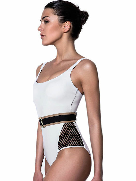 One Piece Swimsuit with Removable Padding White