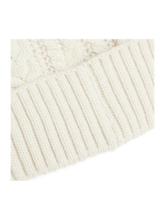 Knit Neyyan Pom Pom Beanie Frauen Beanie mit Strickmuster in Beige Farbe