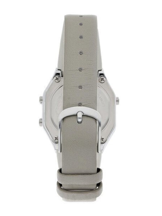 Casio Vintage Damen Uhr Chronograph mit Gray Lederarmband