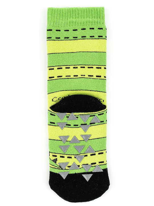 Children's anti-slip socks with dinosaur print | Green No24-35