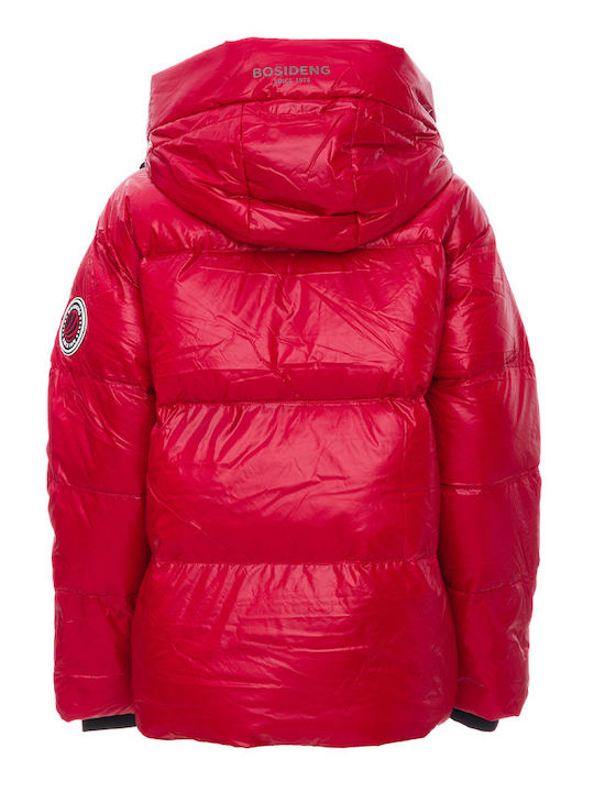 Bosideng Women's Short Puffer Jacket for Winter with Hood Red