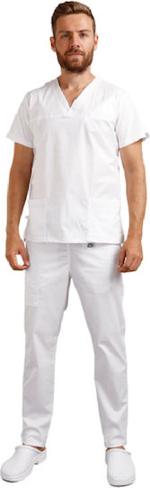 Be Unique Victor Men's White Medical Blouse Cotton and Polyester