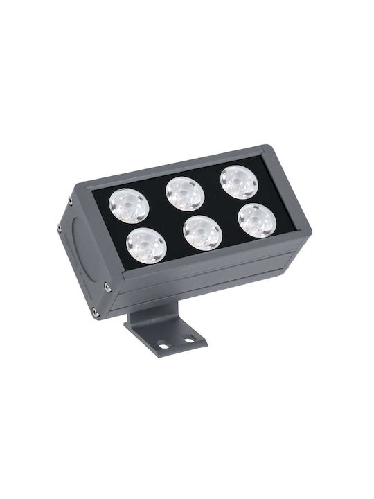 GloboStar Flood-Dany Lampă De Podea Pentru Exterior LED Mașină De Spălat Pe Perete 24W Cu Lumină Alb Cald IP65 Gri
