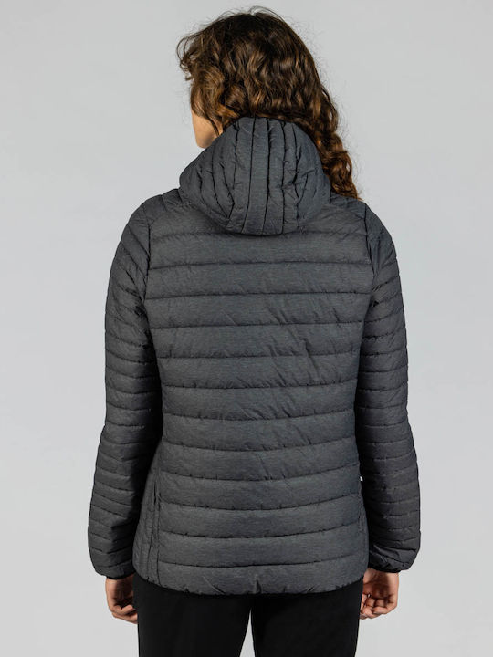 GSA Women's Short Puffer Jacket for Winter with Hood Gray