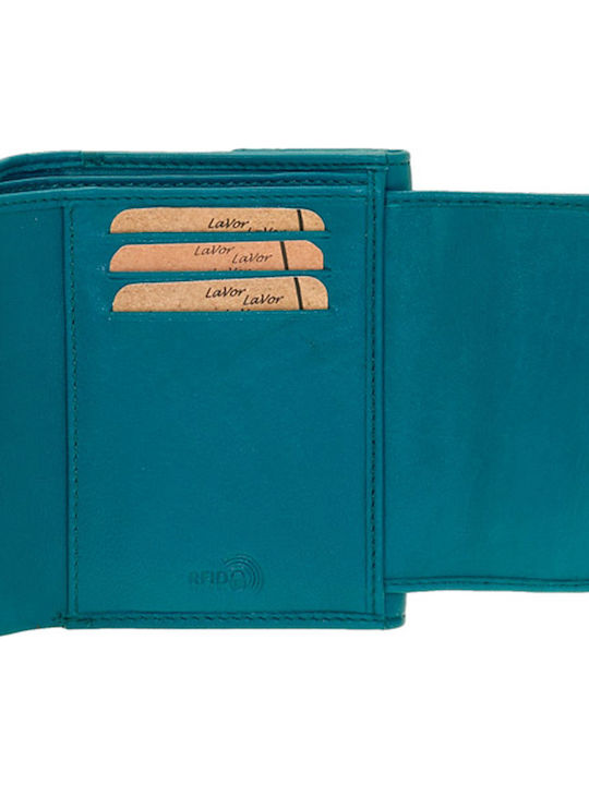 Small Leather Women's Wallet with RFID Petrol