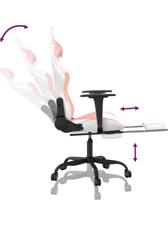 vidaXL 345420 Gaming Chair with Footrest White / Pink