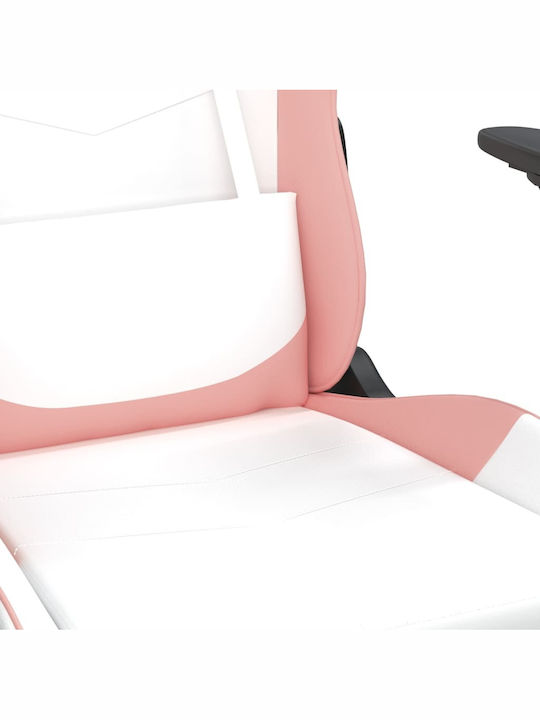 vidaXL 345420 Gaming Chair with Footrest White / Pink