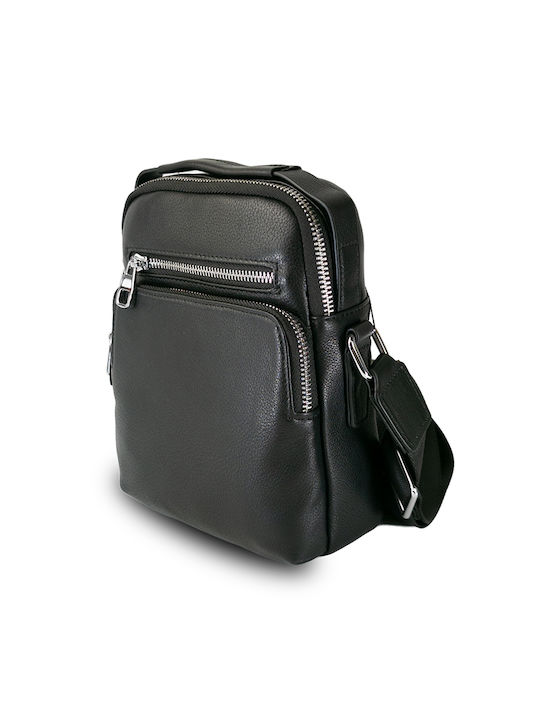 Leather Shoulder Bag HT 2001-1 Black