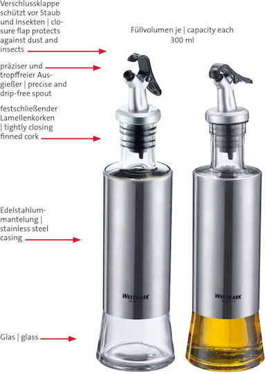 Westmark Lissabon Öl- & Essigspender-Set Glas mit Ausgießer 300ml