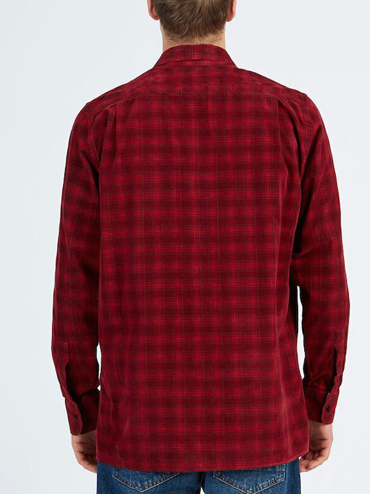 La Martina Men's Shirt Long Sleeve Checked Burgundy