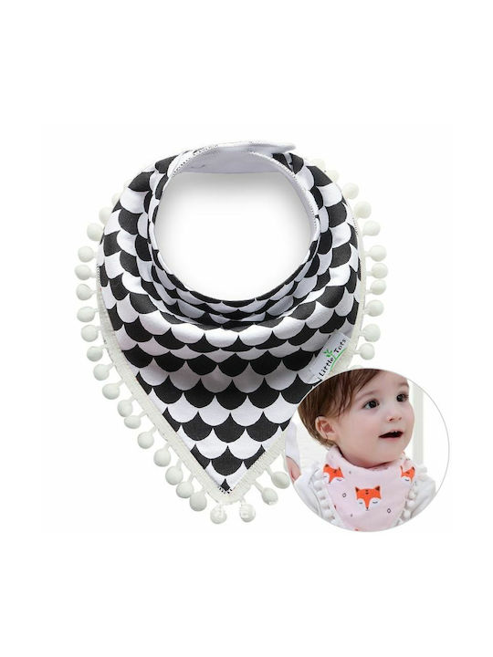 Babyschal mit Pompon - schwarz-weißes Design