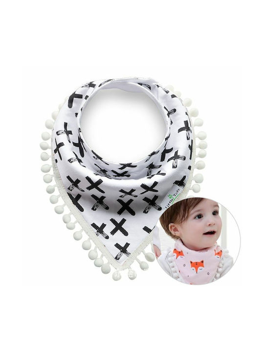 Babyschal mit Pompon - Kreuz