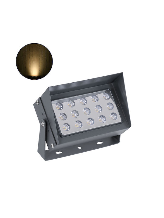 GloboStar Flood-Kamy Outdoor Lamp LED Wall Washer 30W with Warm White Light IP65 Gray