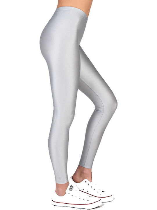 Jacqueline Shiny Women's Long Everyday Legging Shiny Silver