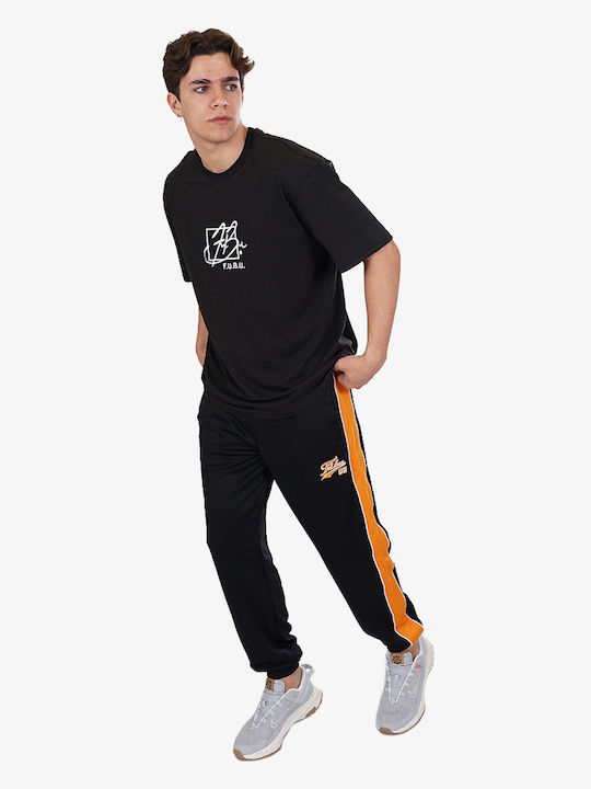 Varsity Jogginghose Glänzend mit Gummizug Black / Orange
