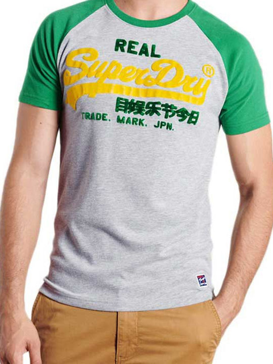 Superdry Vintage T-shirt Bărbătesc cu Mânecă Scurtă Grey / Green