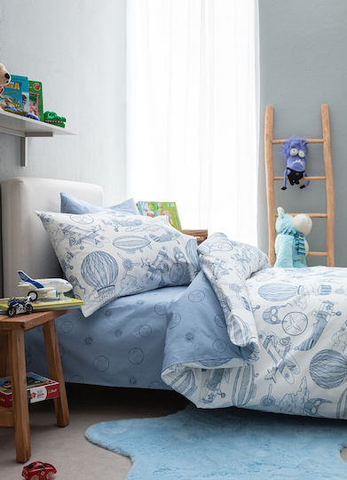 Vesta Home Kinderbettlaken Set Retro Hellblau 170x260cm