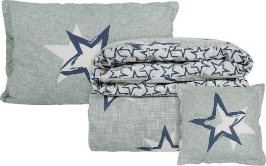 Das Home Bettwäsche-Set Einzel Baumwolle Grey-Ecroy-Blue 170x250cm 3Stück