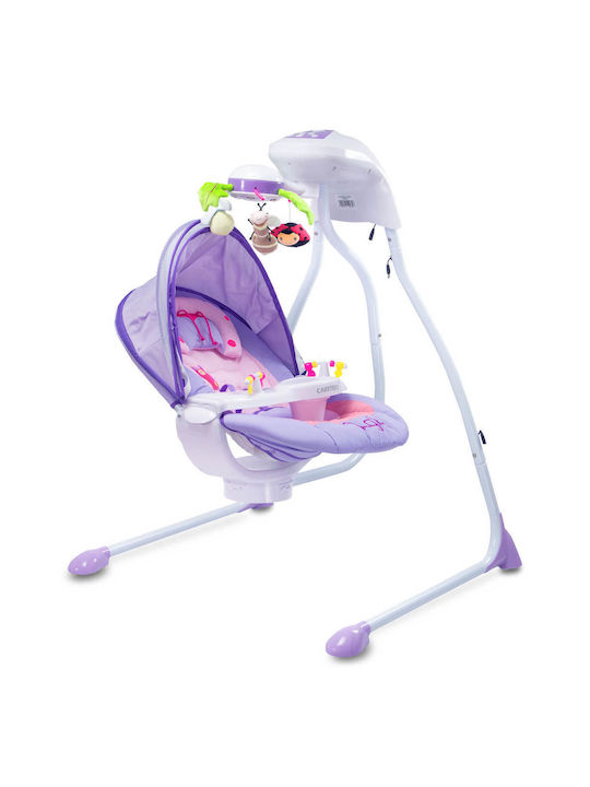 Caretero Elektrisch Baby Entspannung Schaukel Bugies mit Vibration Purple für Kinder bis zu 12kg