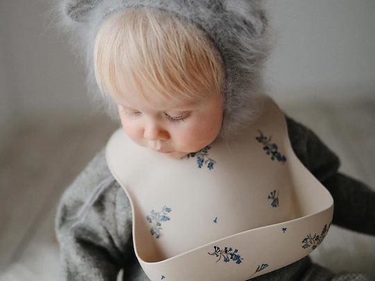 Mushie Daisy Waterproof Bib Silicone with Button & Pocket Pink 2500053