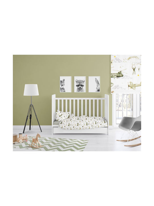 Dimcol Airforce Baby Sheets Set Crib Cotton 196 White-Khaki 120x160cm 3pcs 31112221011