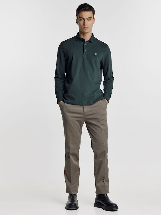 Guy Laroche Men's Long Sleeve Blouse Polo Green