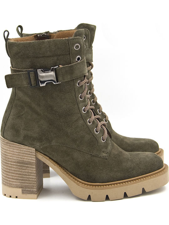 Wildleder Stiefeletten Damen Khaki
