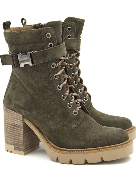 Wildleder Stiefeletten Damen Khaki