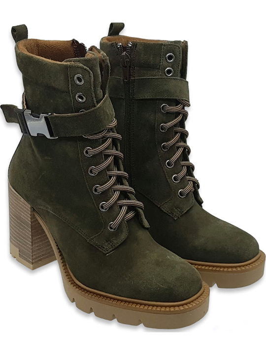 Wildleder Stiefeletten Damen Khaki