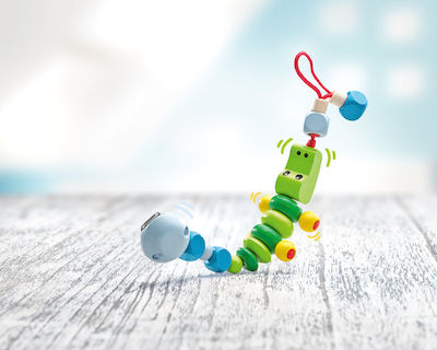 Selecta Clip Pacifier Crocolini with Beads made of Wood Green