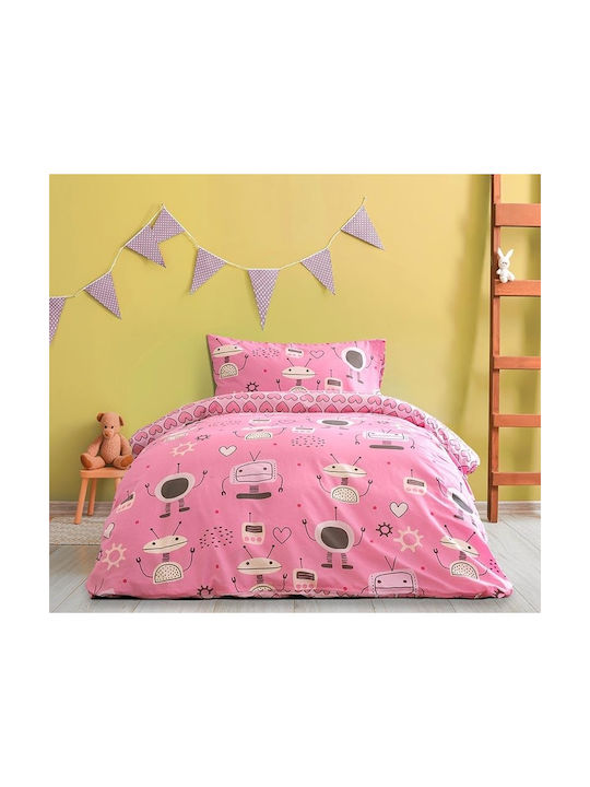 Kocoon Robo Love Set Kids Duvet Cover Single with Pillowcase Cotton Pink 165x245cm