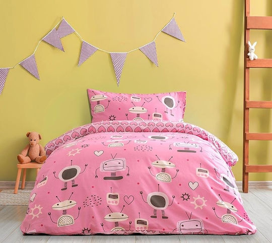 Kocoon Robo Love Set Kids Duvet Cover Single with Pillowcase Cotton Pink 165x245cm