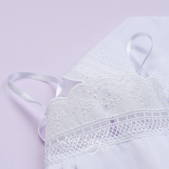 Lina Baby Σετ Βαπτιστικά Λαδόπανα Broderie Anglais Λευκά 3τμχ